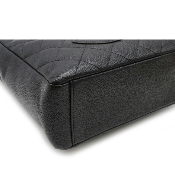 Chanel PST Matelasse Coco Mark Chain Tote Bag Caviar Skin Black Gold - Picture 3 of 7